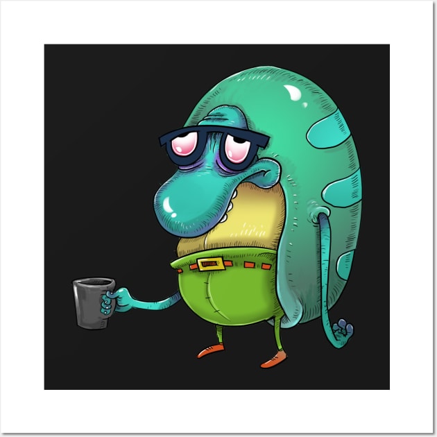 Philbert before coffee Wall Art by idrawcartoons